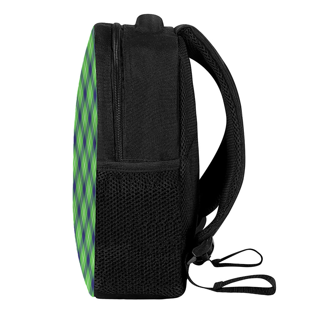 Green Blue And White Plaid Pattern Print Casual Backpack