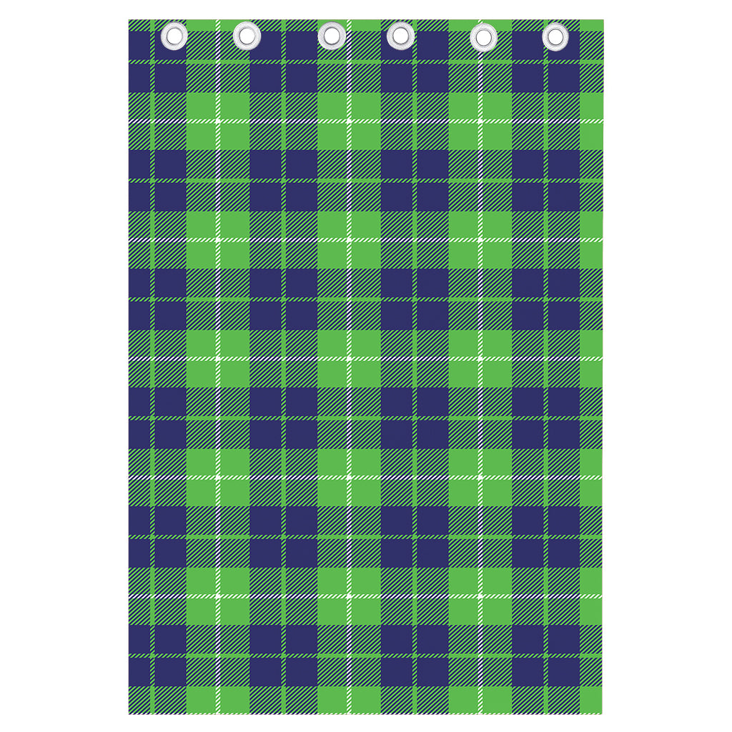Green Blue And White Tartan Print Curtain