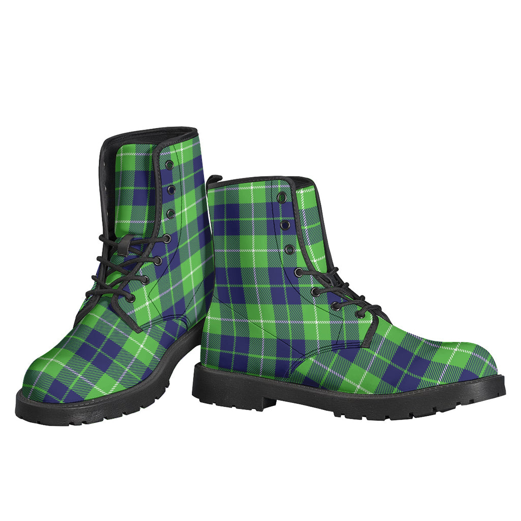 Green Blue And White Tartan Print Backpack
