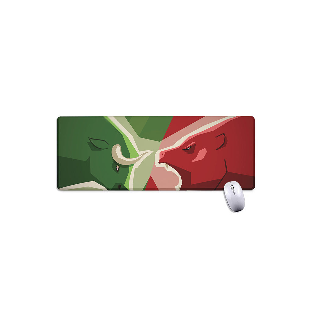 Green Bull And Red Bear Stock Print Extended Mouse Pad