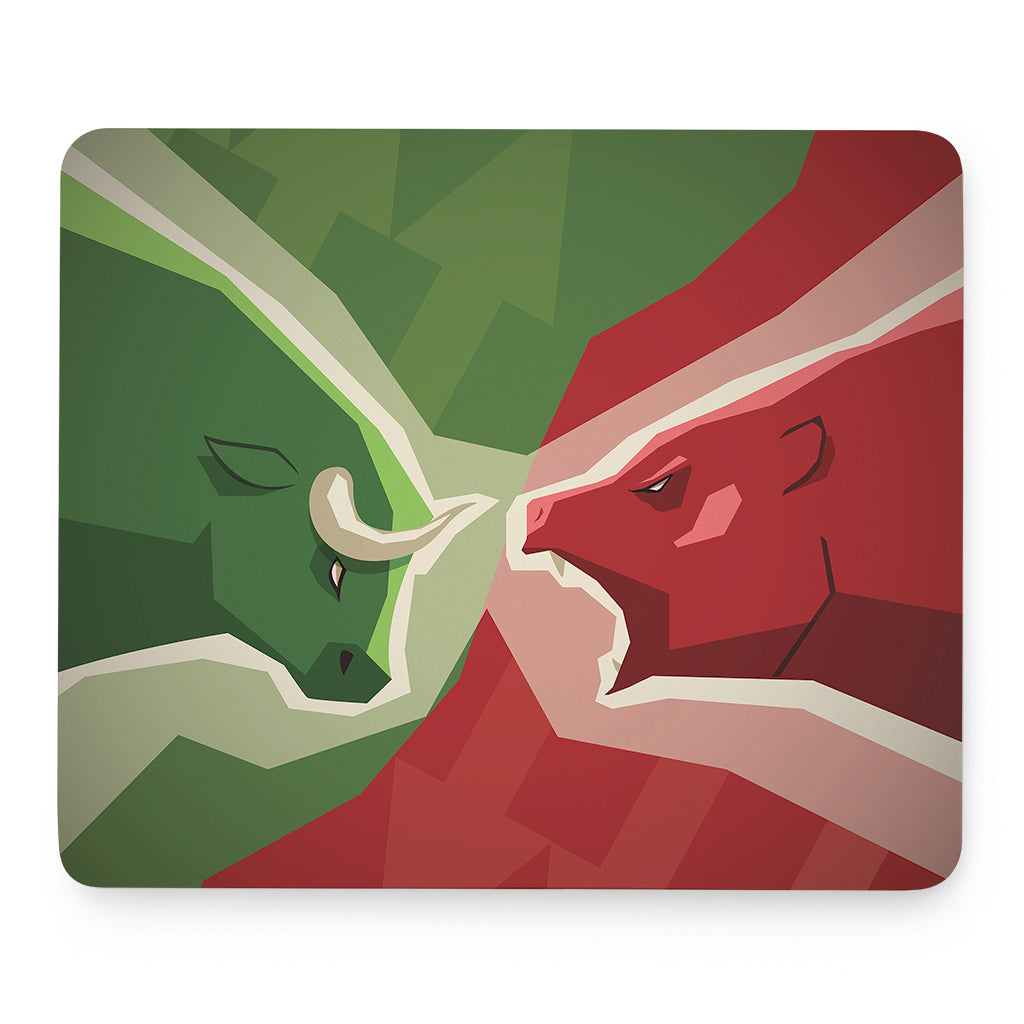 Green Bull And Red Bear Stock Print Mouse Pad
