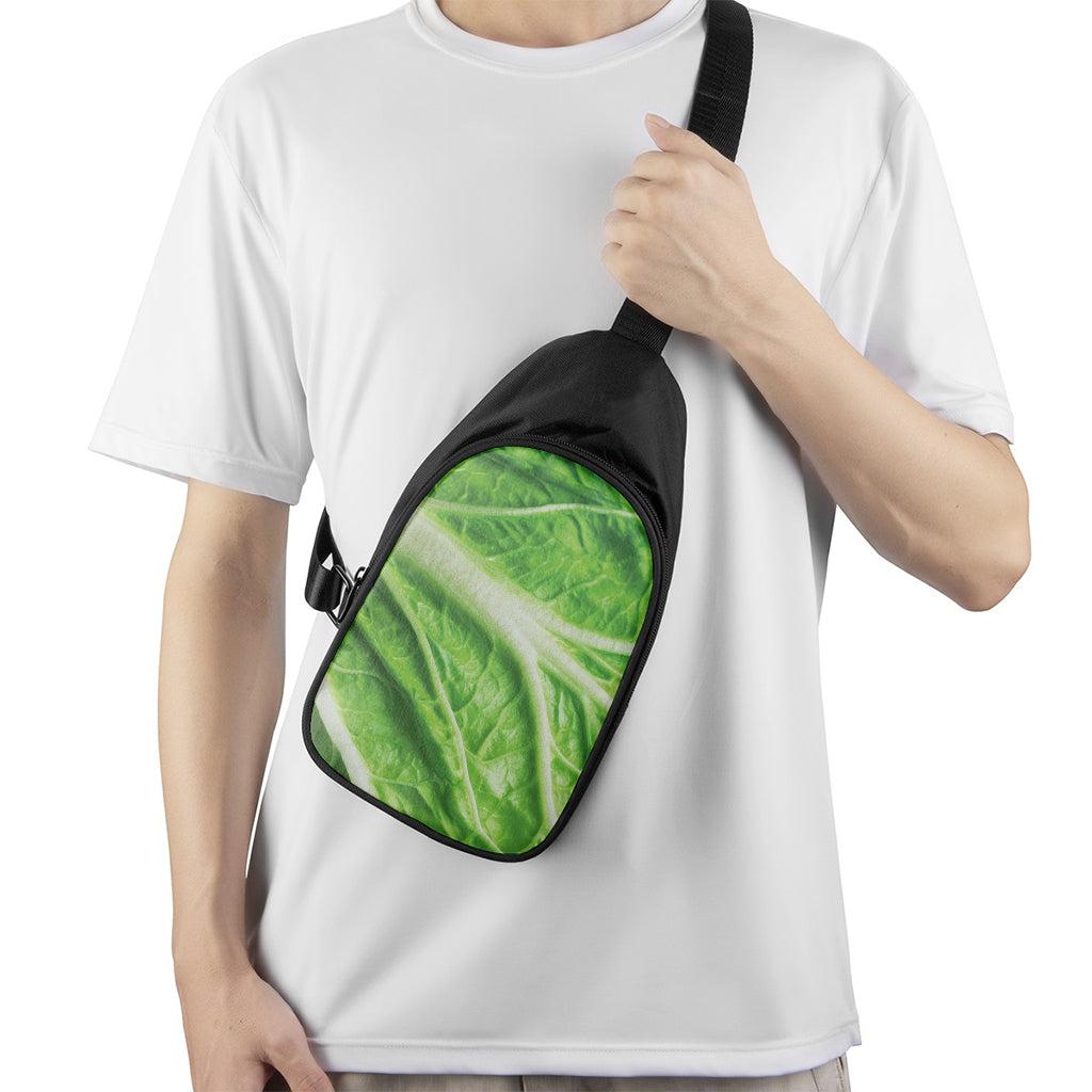 Green Cabbage Leaf Print Chest Bag