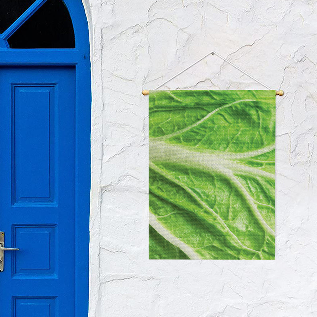 Green Cabbage Leaf Print Garden Flag