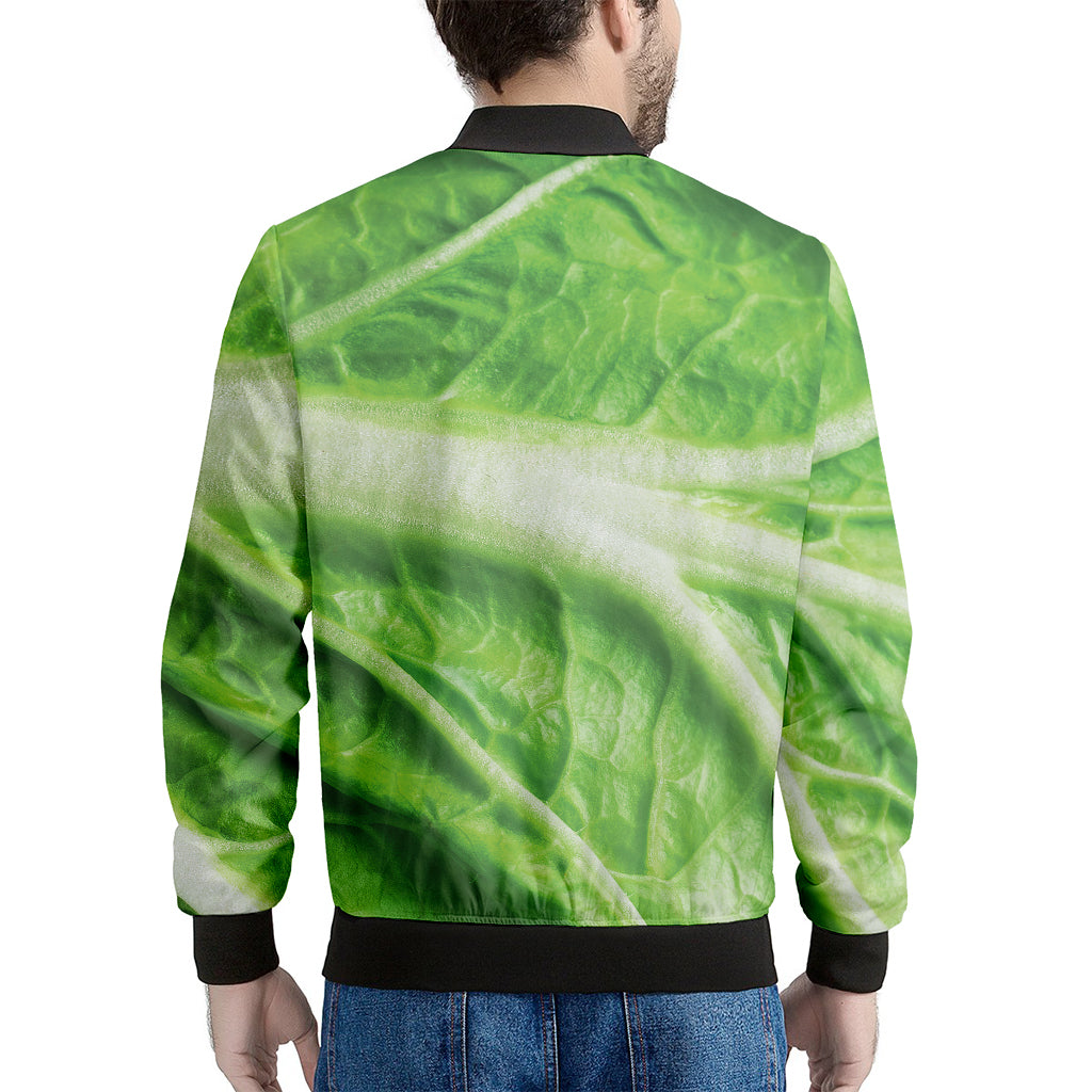 Green Cabbage Leaf Print Men's Bomber Jacket