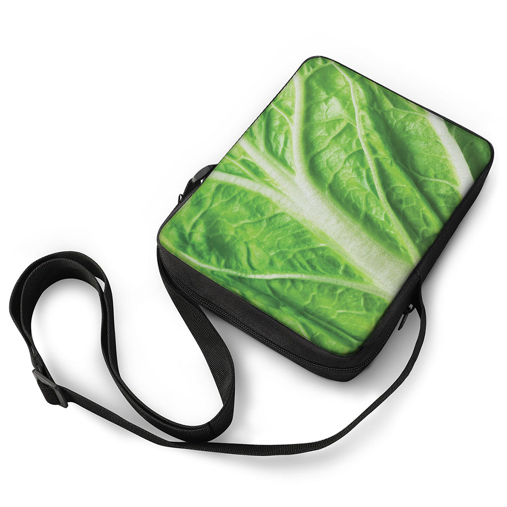 Green Cabbage Leaf Print Rectangular Crossbody Bag