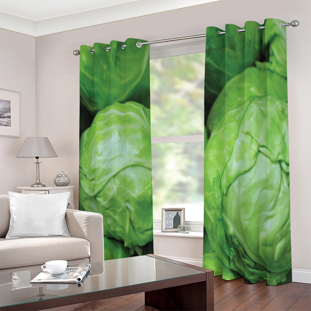 Green Cabbage Print Extra Wide Grommet Curtains