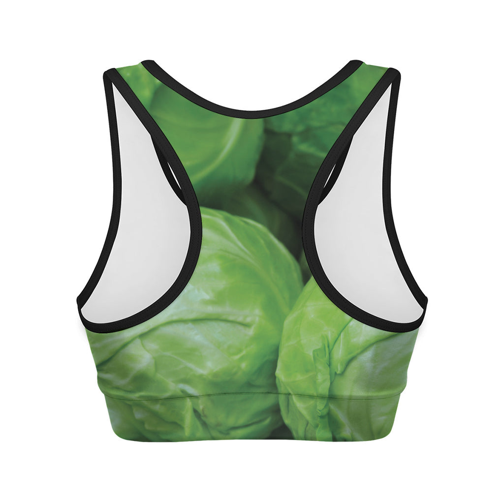 Green Cabbage Print Women's Sports Bra