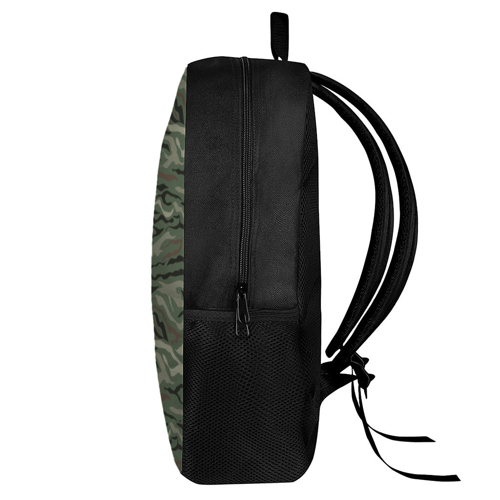 Green Camo Zebra Pattern Print 17 Inch Backpack