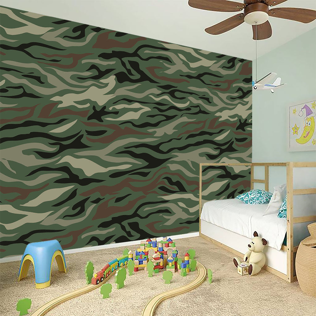 Green Camo Zebra Pattern Print Wall Sticker