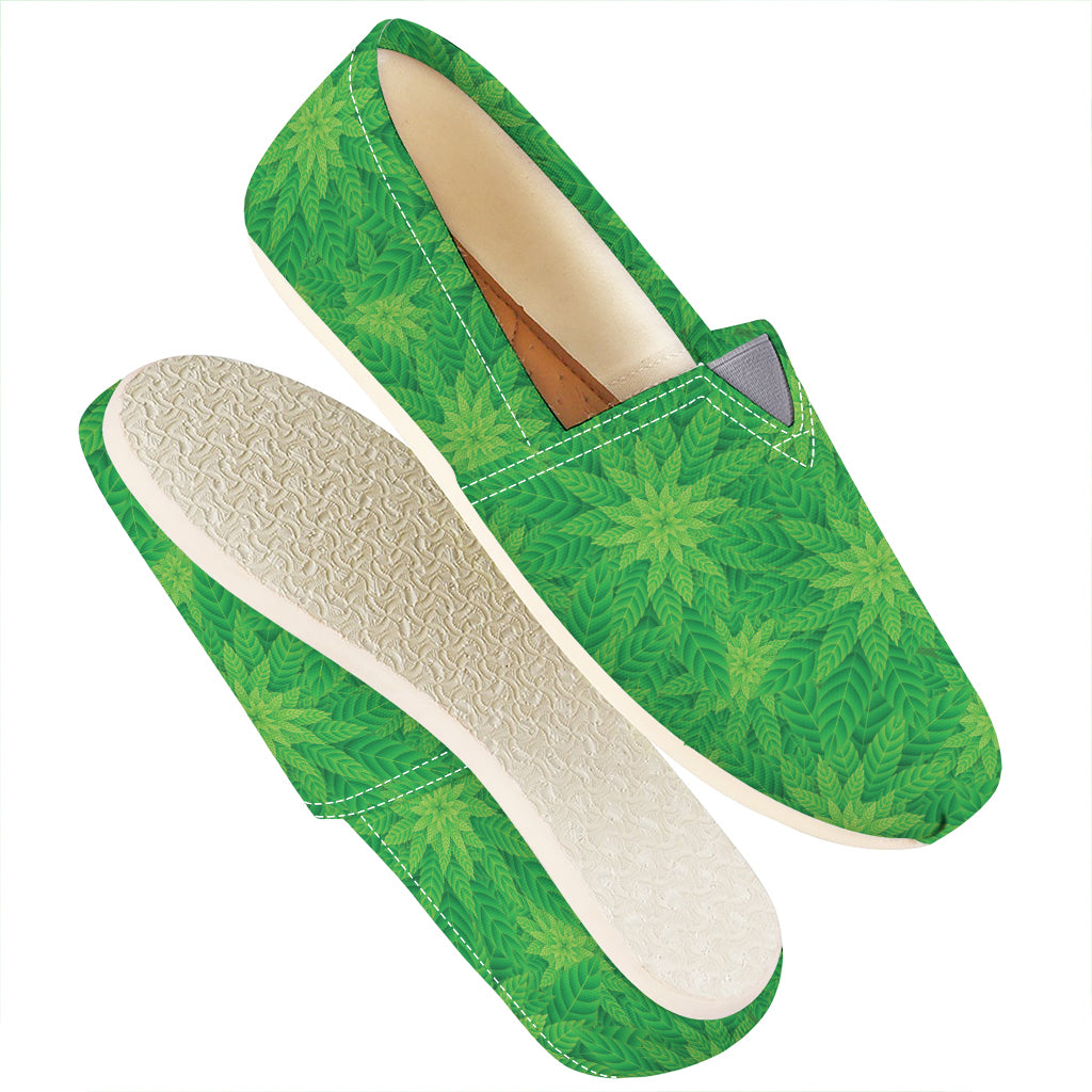 Green Cannabis Leaf Pattern Print Casual Shoes