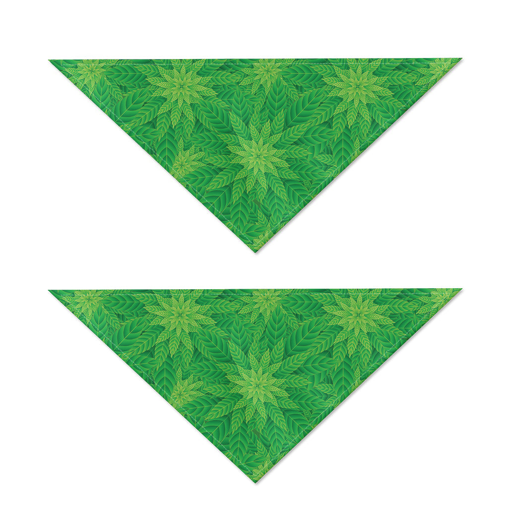 Green Cannabis Leaf Pattern Print Dog Bandana