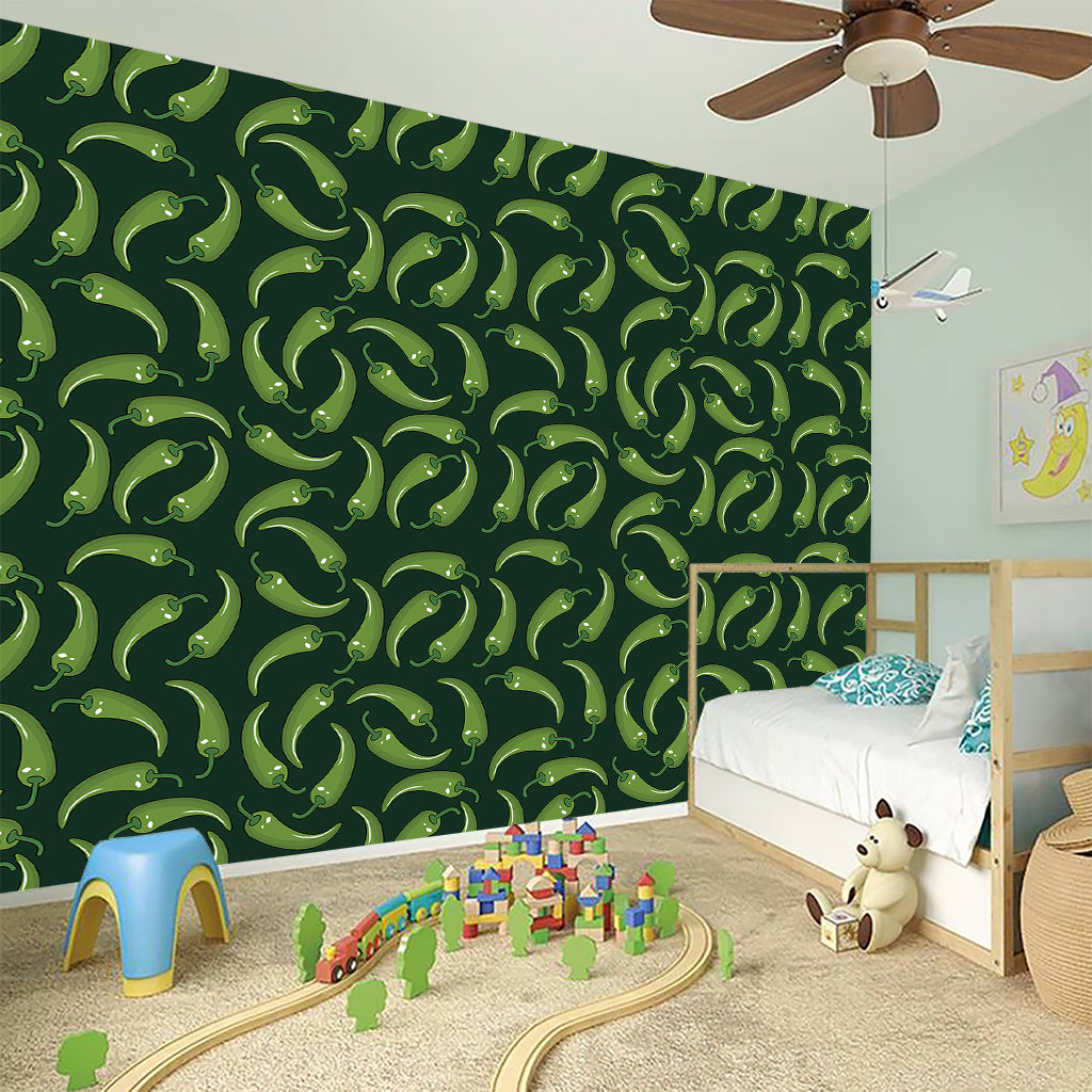 Green Chili Peppers Pattern Print Wall Sticker