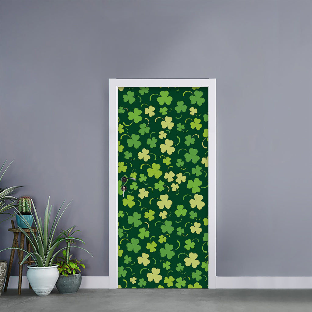 Green Clover Saint Patrick's Day Print Door Sticker