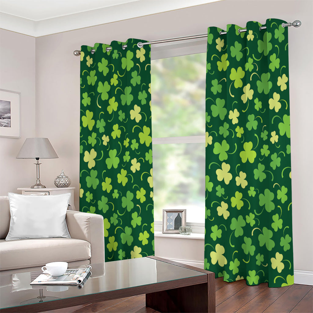 Green Clover Saint Patrick's Day Print Extra Wide Grommet Curtains