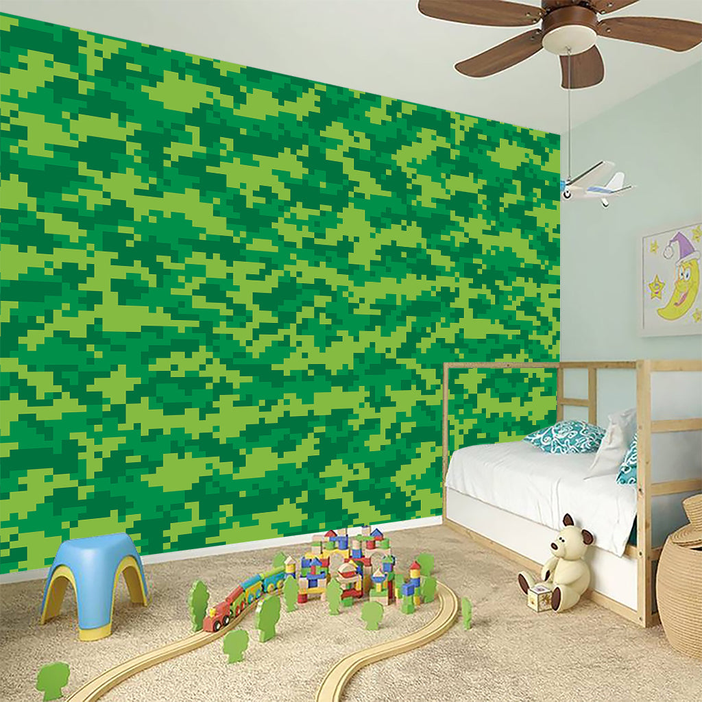 Green Digital Camo Pattern Print Wall Sticker