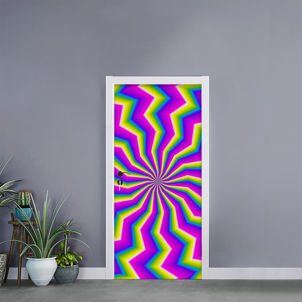 Green Dizzy Moving Optical Illusion Door Sticker