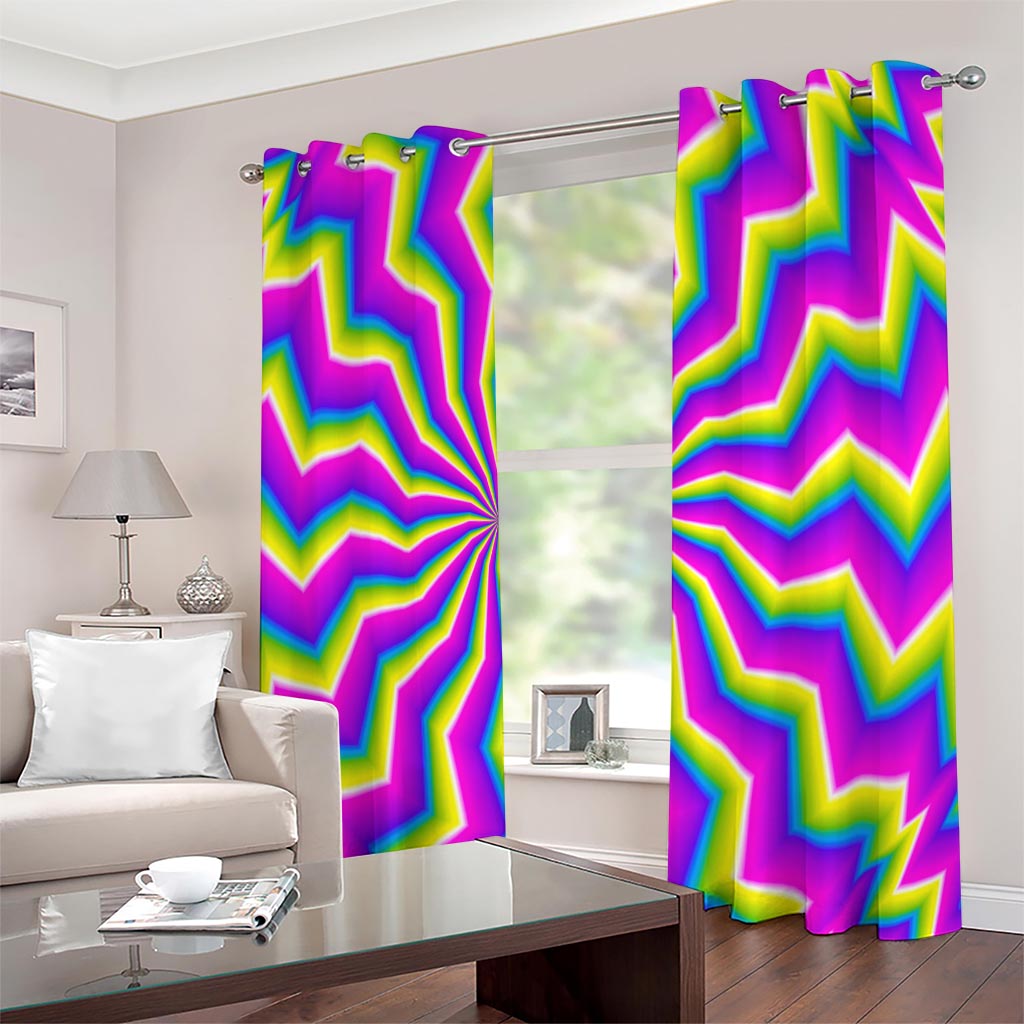 Green Dizzy Moving Optical Illusion Extra Wide Grommet Curtains