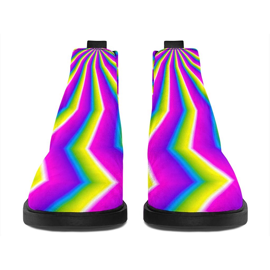 Green Dizzy Moving Optical Illusion Flat Ankle Boots