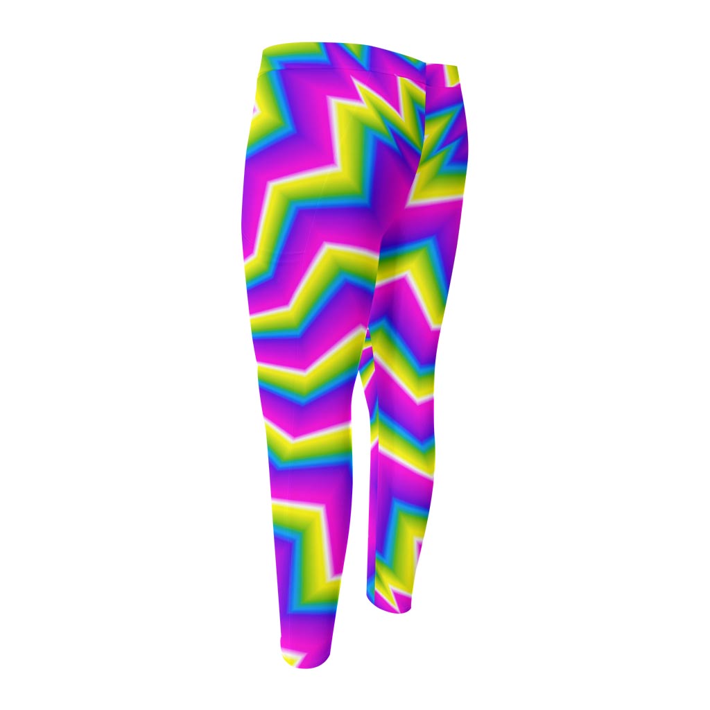 Green Dizzy Moving Optical Illusion Men's Compression Pants
