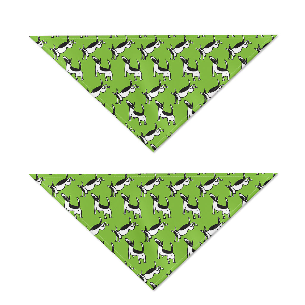 Green Doodle Bull Terrier Pattern Print Dog Bandana
