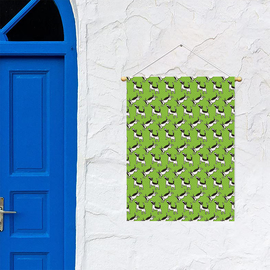 Green Doodle Bull Terrier Pattern Print Garden Flag