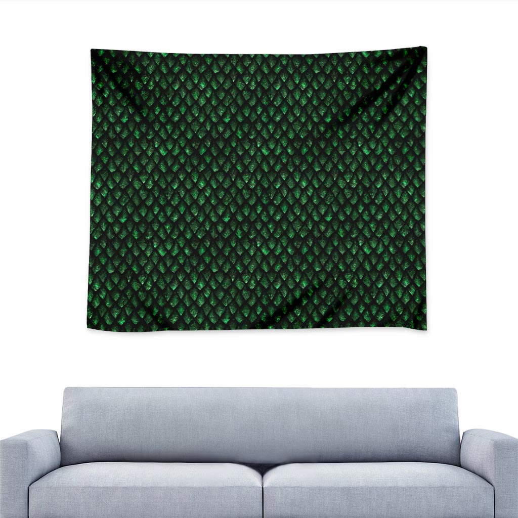 Green Dragon Scales Pattern Print Tapestry