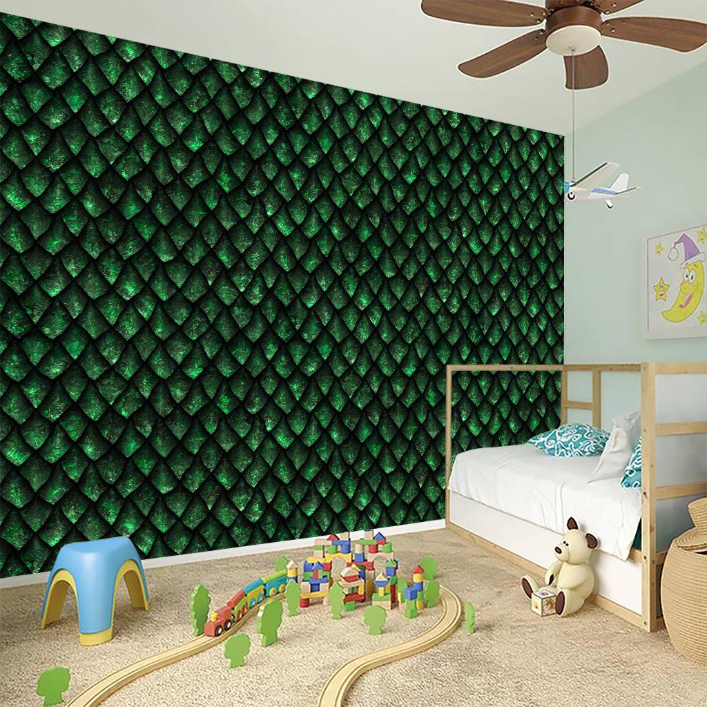 Green Dragon Scales Pattern Print Wall Sticker