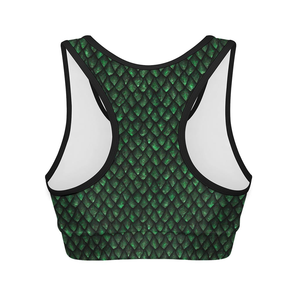 Green Dragon Scales Pattern Print Women's Sports Bra
