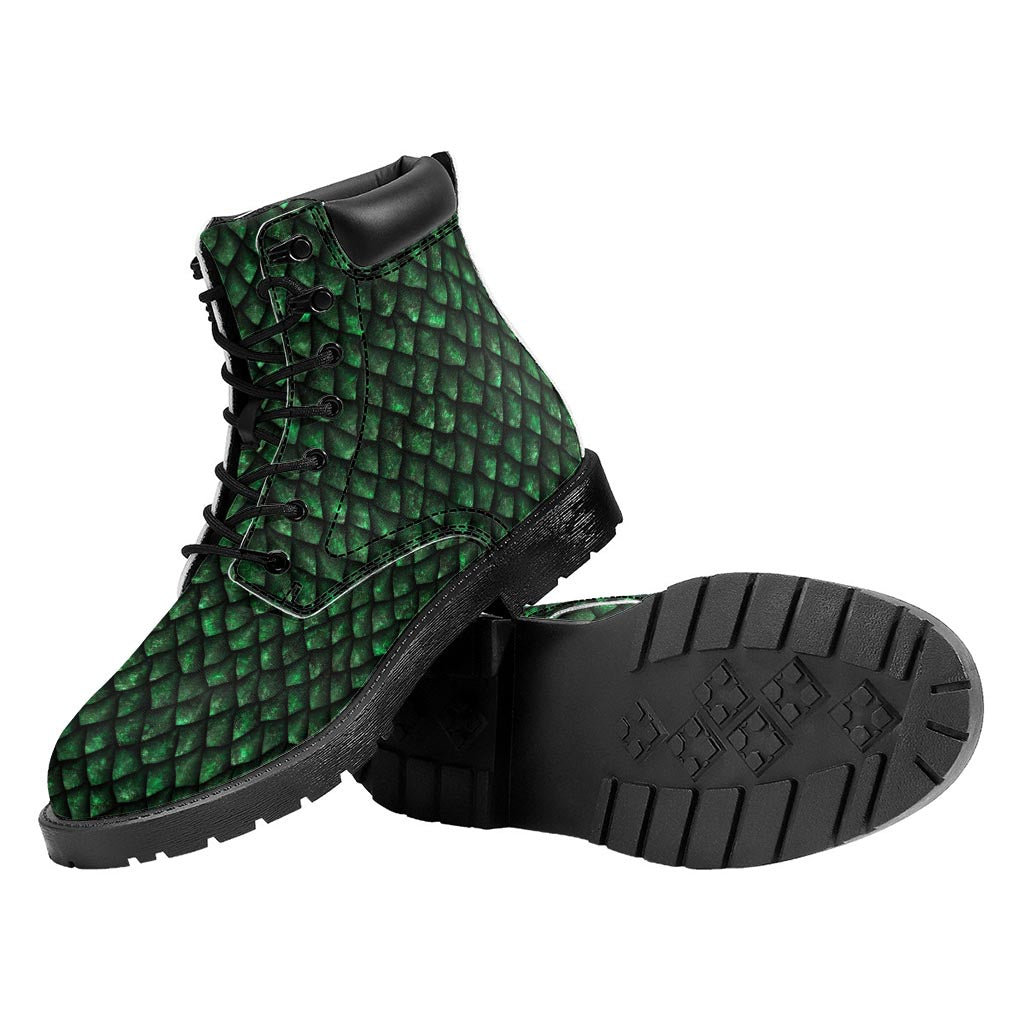 Green Dragon Scales Pattern Print Work Boots