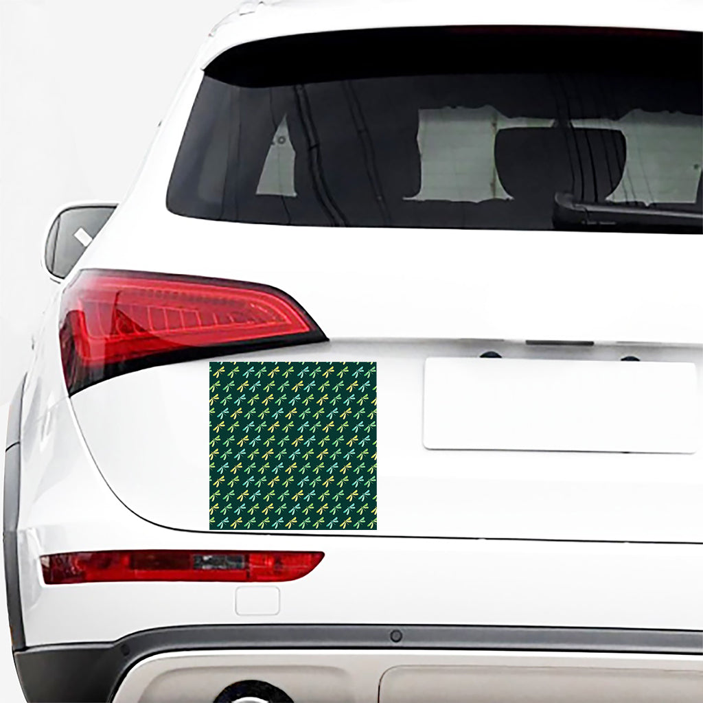 Green Dragonfly Pattern Print Car Sticker
