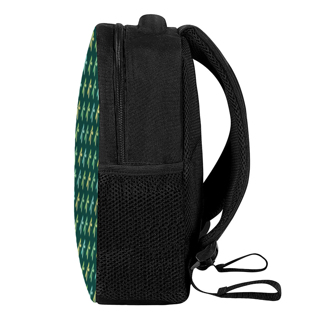 Green Dragonfly Pattern Print Casual Backpack