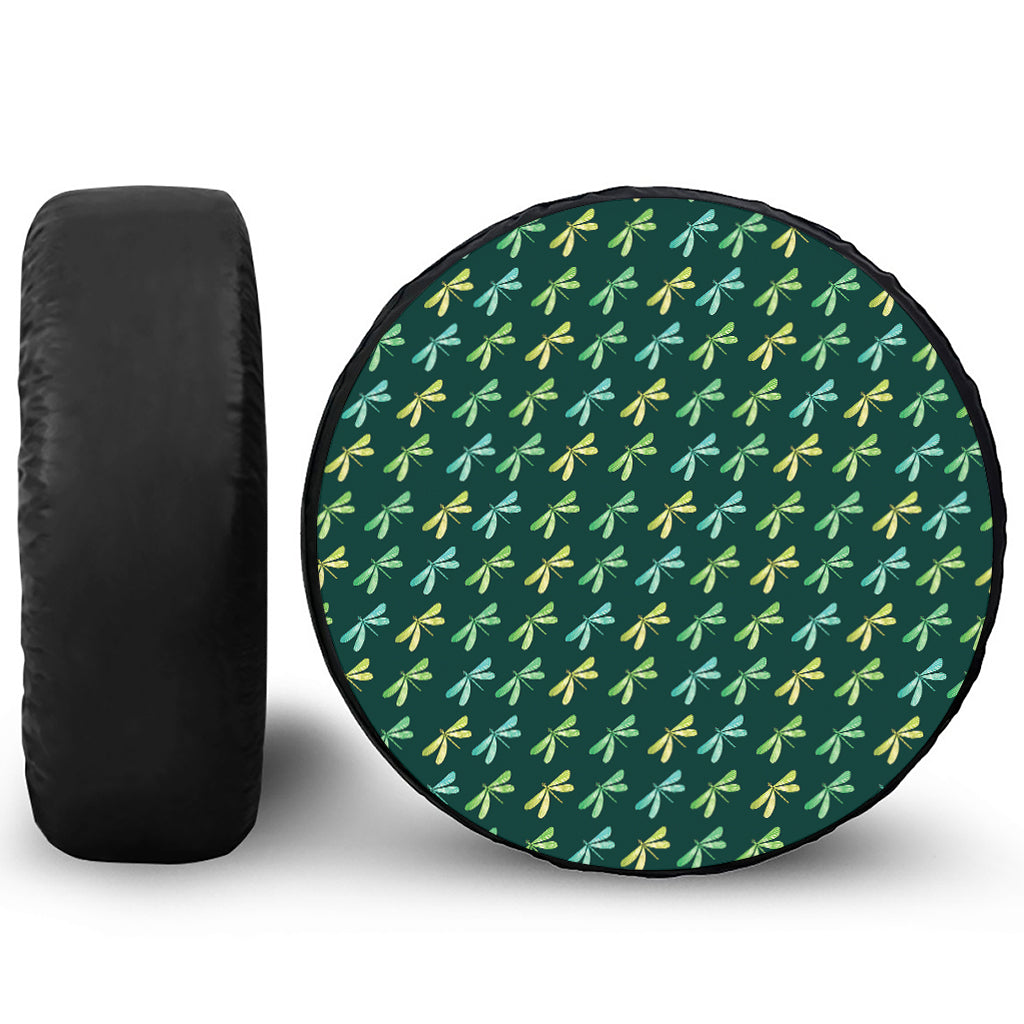 Green Dragonfly Pattern Print Tire Cover