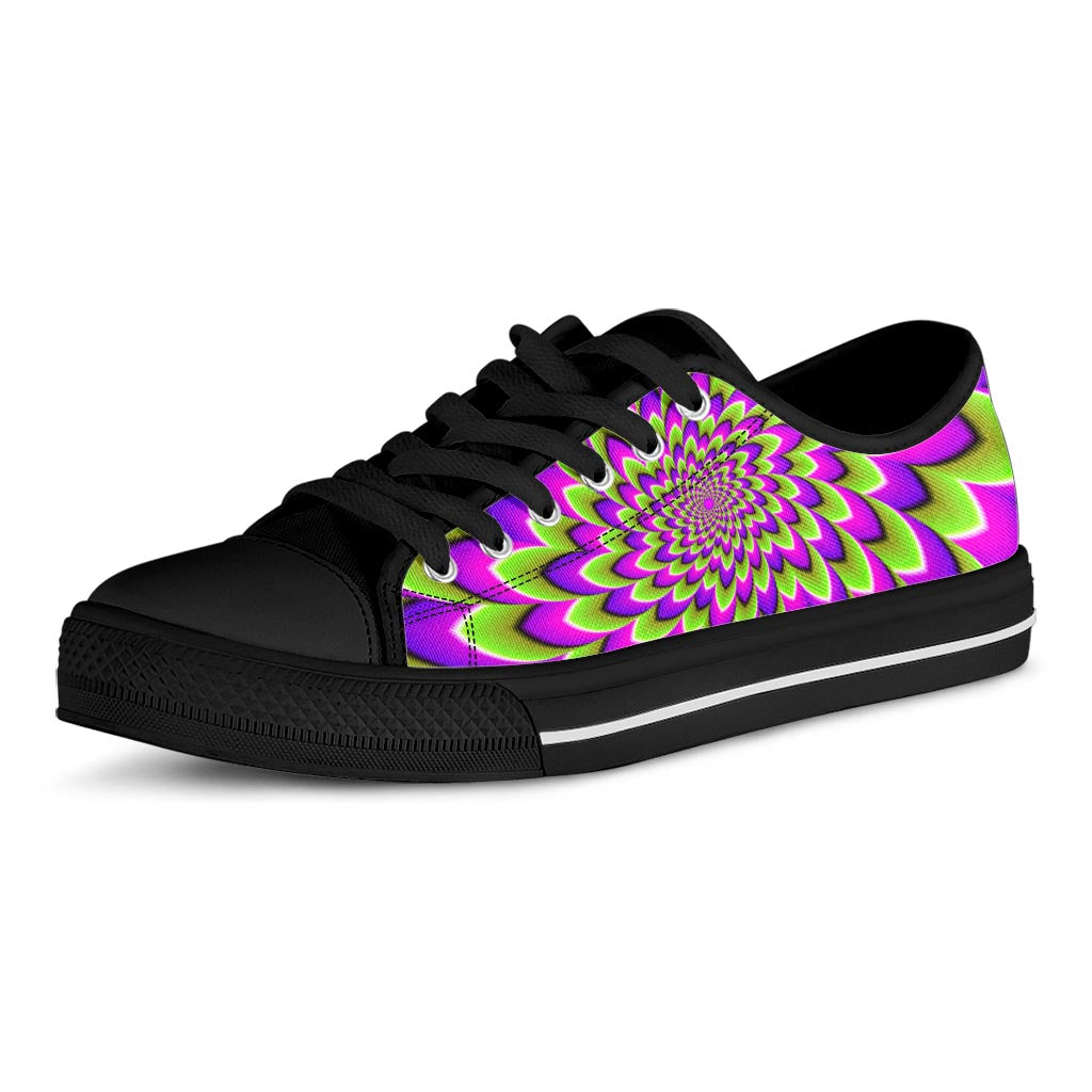 Green Expansion Moving Optical Illusion Black Low Top Sneakers