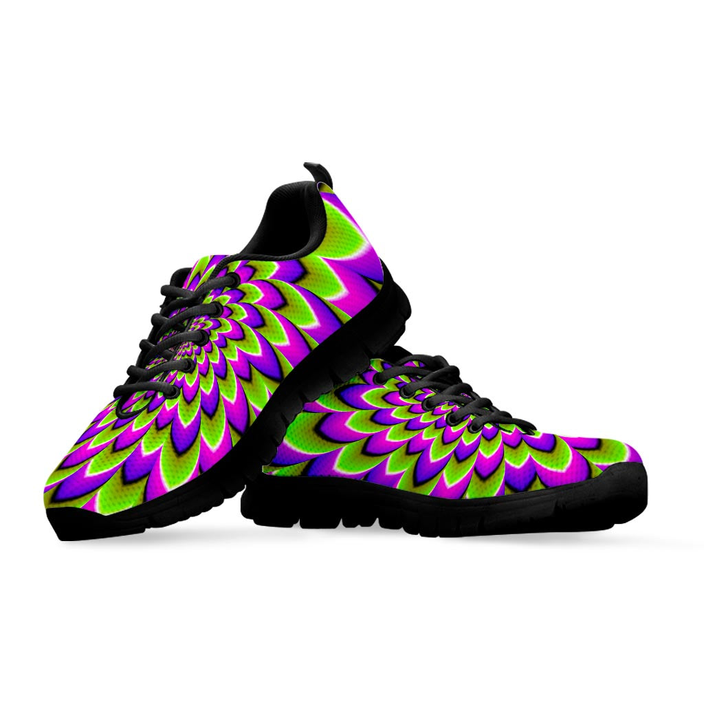 Green Expansion Moving Optical Illusion Black Running Shoes