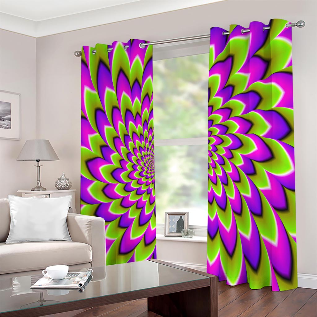 Green Expansion Moving Optical Illusion Extra Wide Grommet Curtains