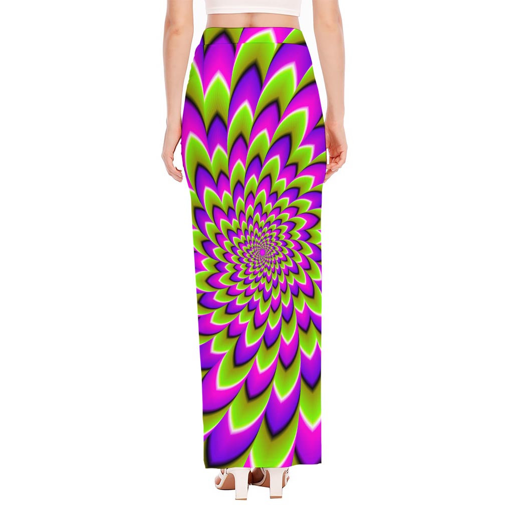 Green Expansion Moving Optical Illusion High Slit Maxi Skirt