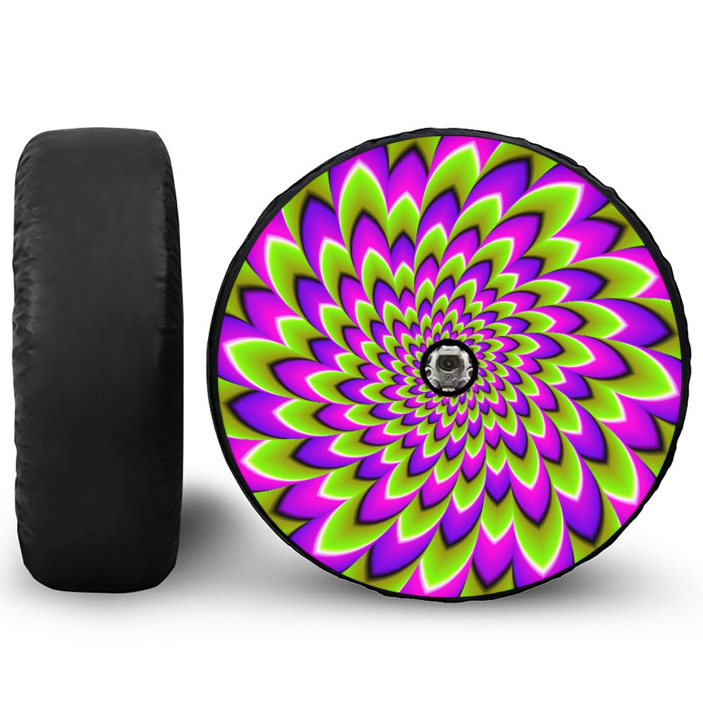 Green Expansion Moving Optical Illusion Tire Cover With Camera Hole