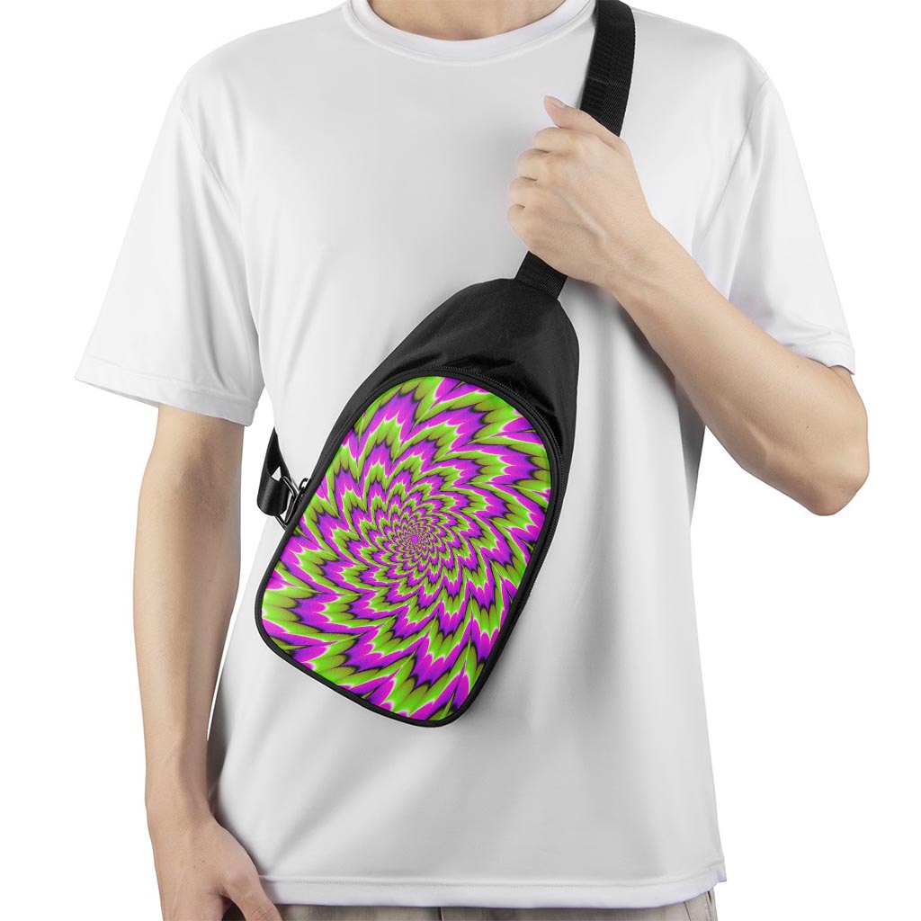 Green Explosion Moving Optical Illusion Chest Bag