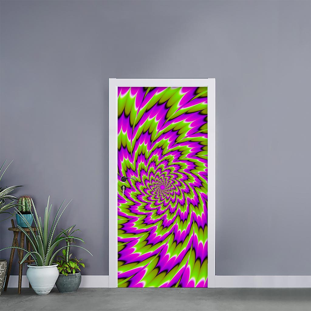 Green Explosion Moving Optical Illusion Door Sticker