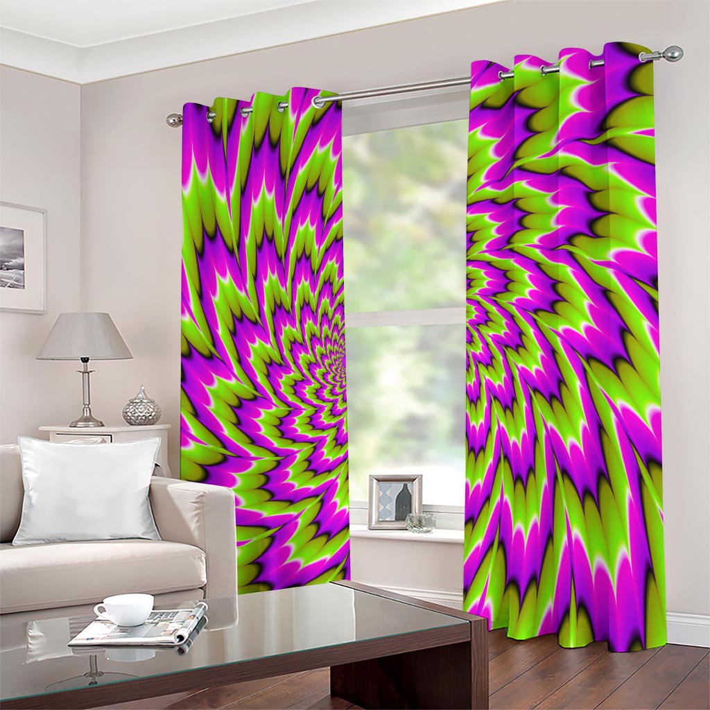 Green Explosion Moving Optical Illusion Extra Wide Grommet Curtains