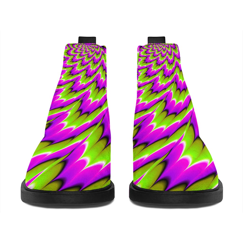 Green Explosion Moving Optical Illusion Flat Ankle Boots
