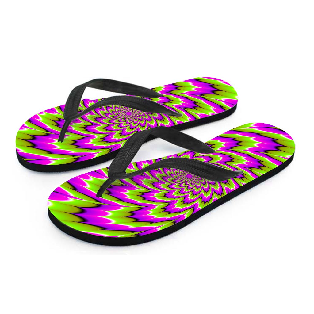 Green Explosion Moving Optical Illusion Flip Flops
