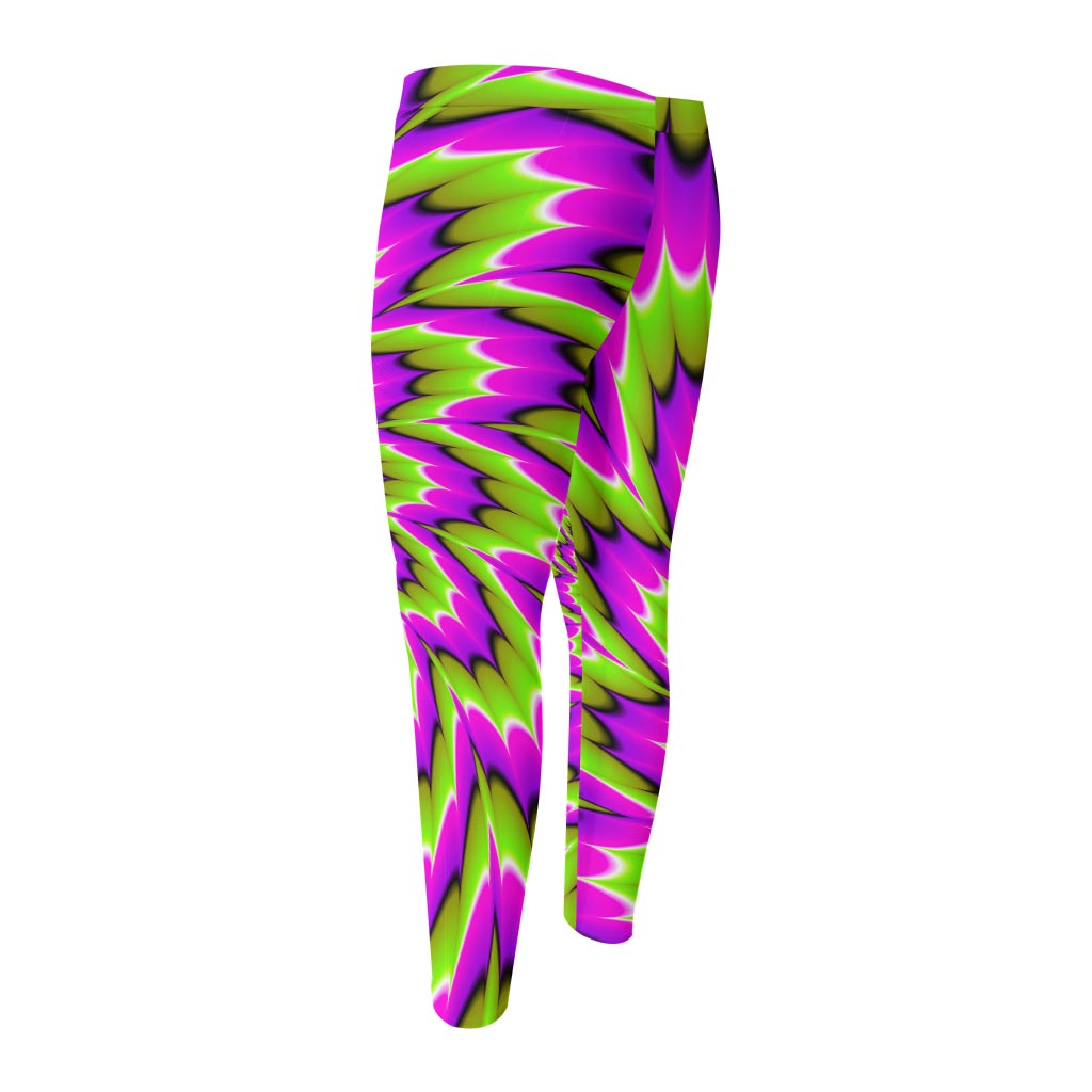 Green Explosion Moving Optical Illusion Men's Compression Pants