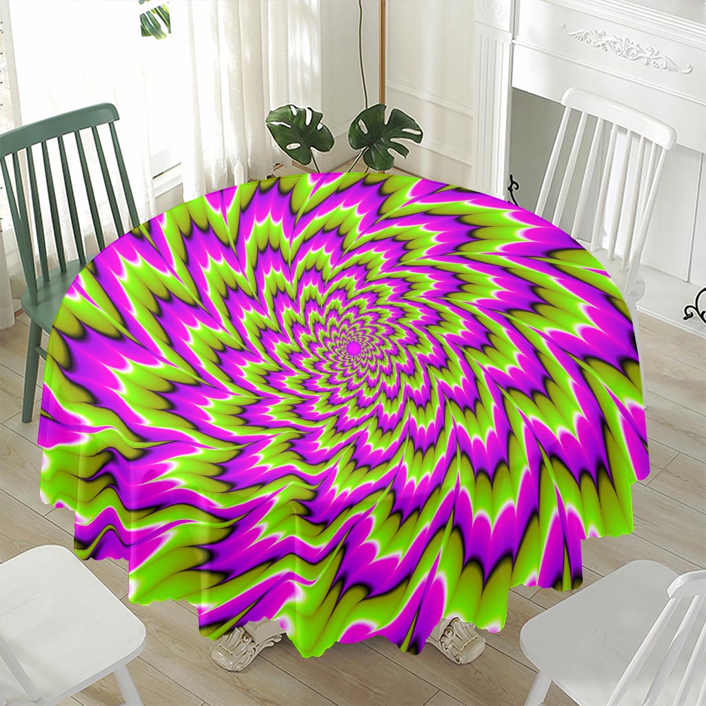 Green Explosion Moving Optical Illusion Waterproof Round Tablecloth