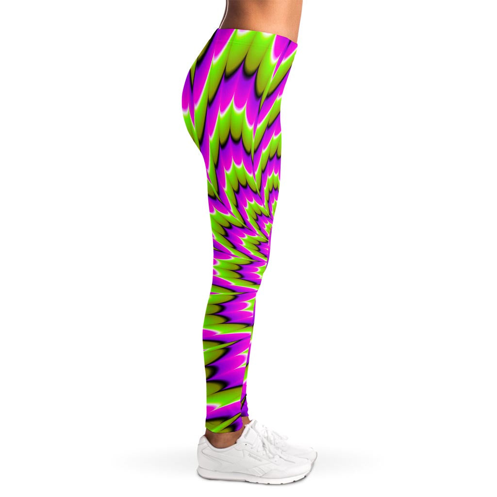 Green Explosion Moving Optical Illusion Women's Leggings