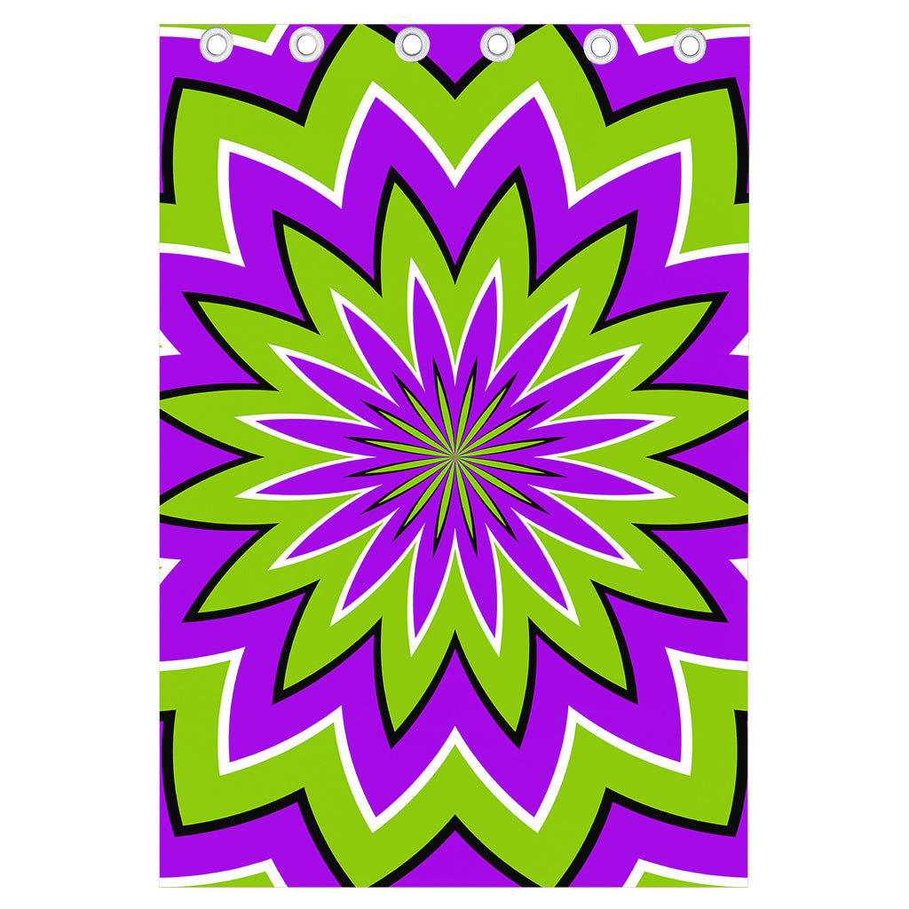 Green Flower Moving Optical Illusion Curtain