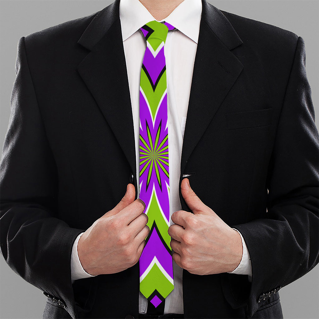 Green Flower Moving Optical Illusion Necktie