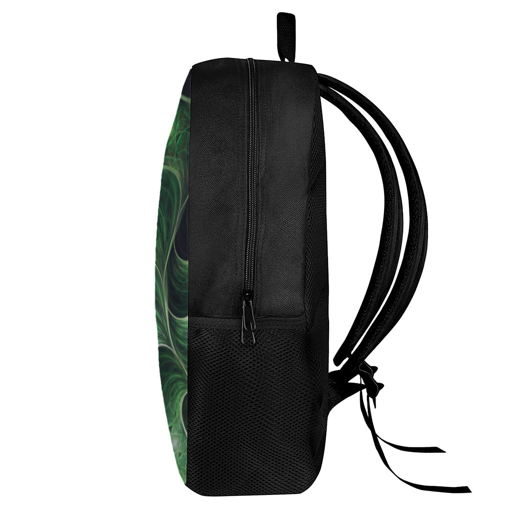 Green Fractal Print 17 Inch Backpack
