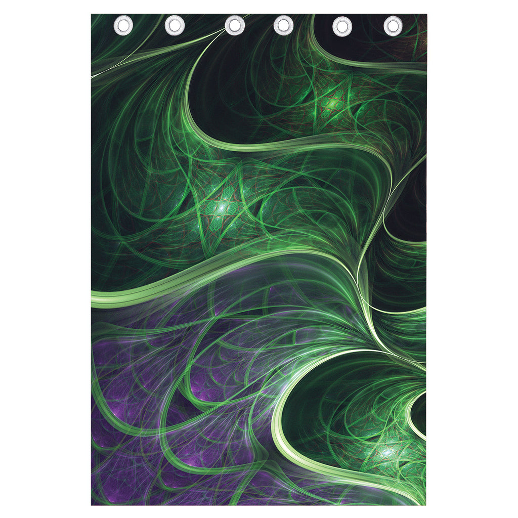Green Fractal Print Curtain