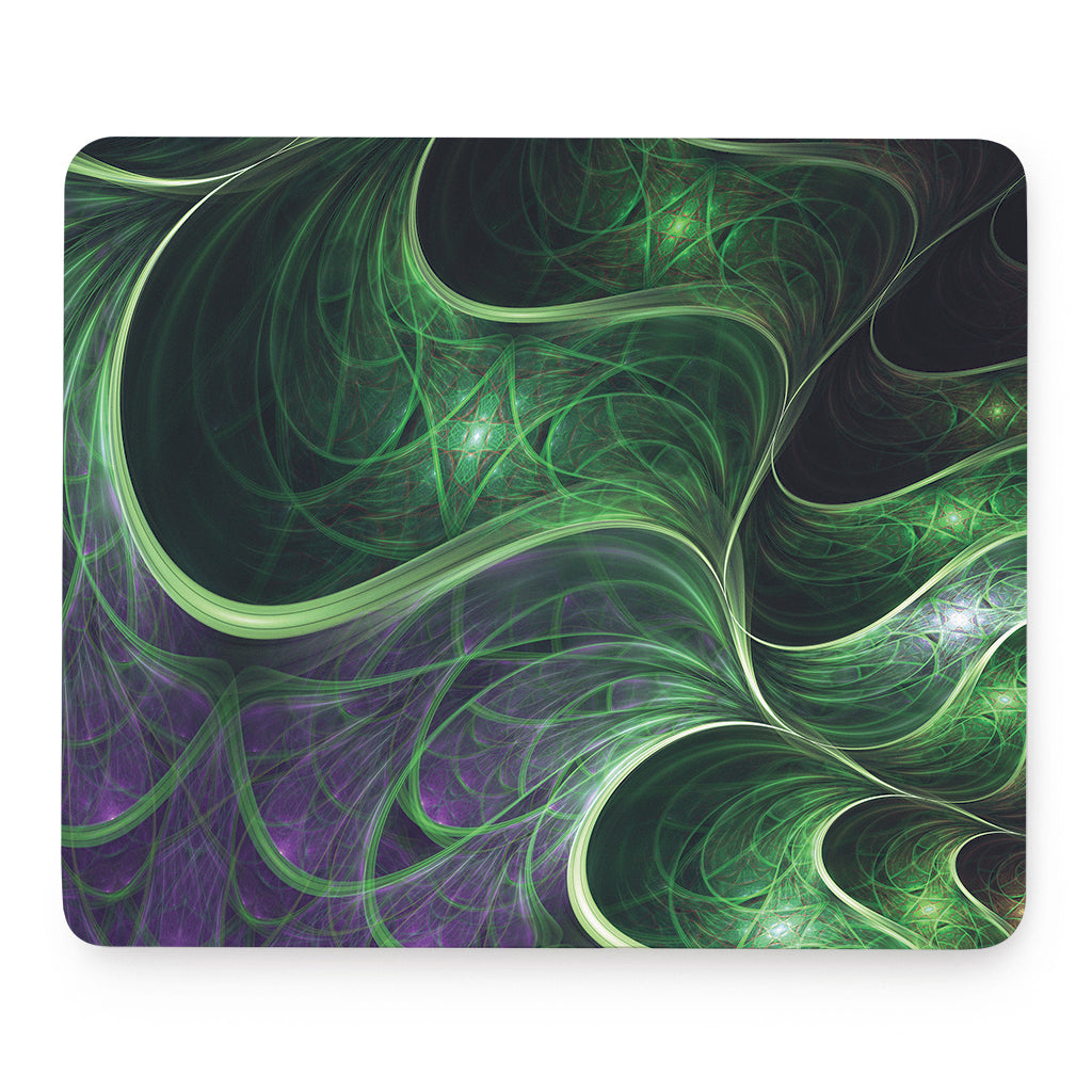 Green Fractal Print Mouse Pad